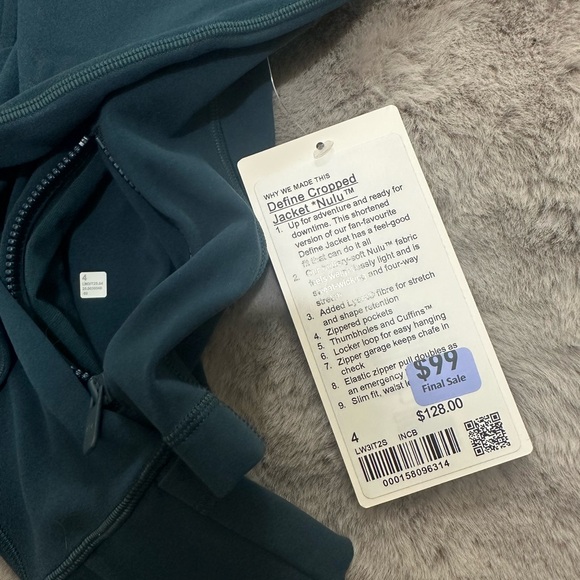 NWT Lululemon Define Cropped Jacket Size 4 Indochine Blue - Picture 5 of 7